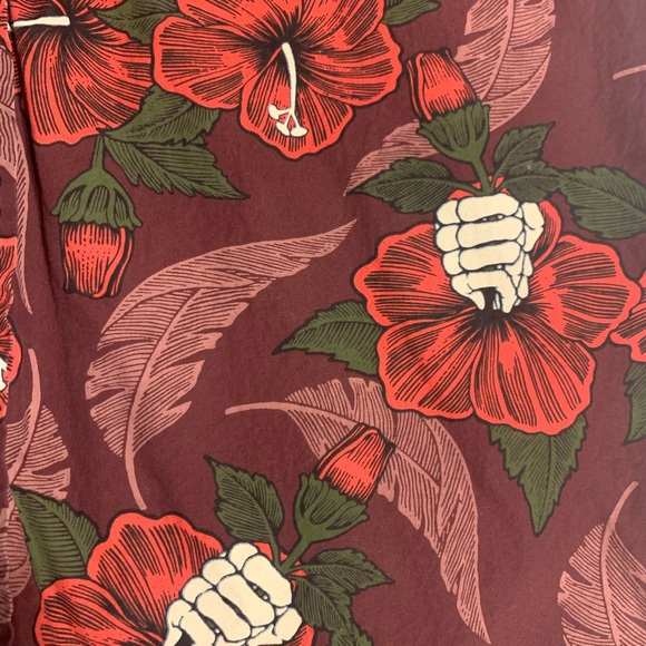 Eighty Eight skeleton flower short sleeve button up shirt - Picture 3 of 3